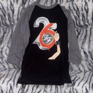 Gildan Black and Gray Foo Fighters 26th Anniversary Graphic Long Sleeve Tee